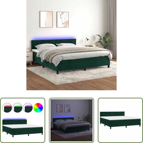 Matelas LED -  Sommier à lattes de lit avec matelas LED Vert foncé 160x200 cm (1/5)