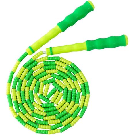 Corde à sauter pour enfants, longueur ajustable, perles souples, pour l'entraînement physique (filles, garçons, femmes), rose rouge (vert). (1/5)