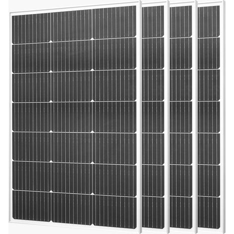 VEVOR Modulo Solare Monocristallino 4 Pezzi da 100 W ad Alta Efficienza con Uscita MC4 Stabile e Telaio in Alluminio, Impermeabile IP65 per Applicazioni su Tetti Piani per Auto, Barche, Camper