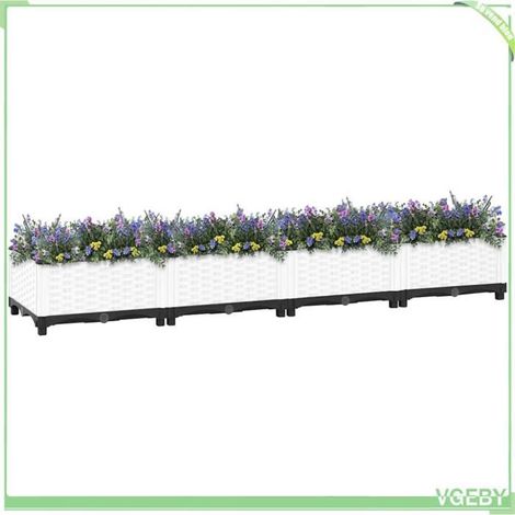 Lit surélevé / bac à fleurs - FAFEICY - 153307 - Blanc - Aspect rotin - 160x40x23 cm (1/5)