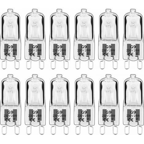 12 lampade alogene G9, lampadine G9 230V 28W 392lm, luce bianca calda 2800K, lampadine a capsula dimmerabili, senza sfarfallio [Classe energetica G] (1/5)