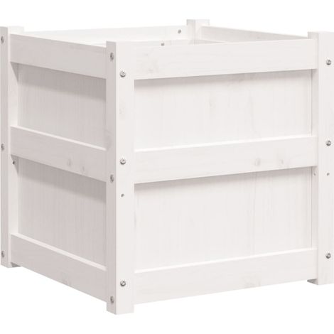 Vassoio per fioriera aiuola rialzata piante fiori terrazza giardino 50 x 50 x 50 cm legno massello di pino bianco 020037666