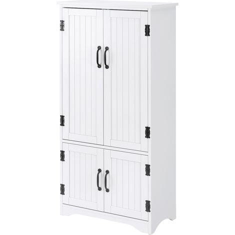 HOMCOM Küchen-Sideboard, moderner Mehrzweckschrank, 2 Schränke, 3 Regalböden, weiße MDF- und Spanplatten, kompakte Aufbewahrungseinheit.