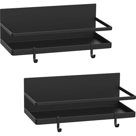 Especiero magnético, potente soporte magnético - con 2 ganchos extraíbles - Adecuado para cocinas/apartamentos pequeños - Ideal para armarios metálicos - para especias, tarros, botellas - Inclinado (N
