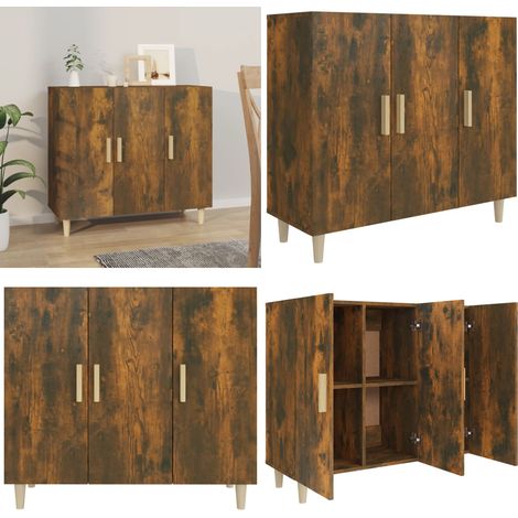 Buffet chêne fumé 90x34x80 cm bois d'ingénierie - Buffet En Bois - Meuble De Rangement - Buffet Moderne - Mobilier Salon - Décoration Intérieure - Home & Living (1/5)