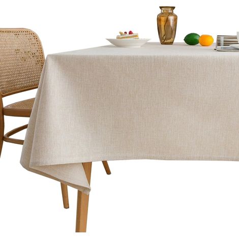 Nappe Rectangulaire Coton Lin,pour Salle à Manger, Exterieur, Picnic, Anniversaire, Noel Beige 120 170 cm (1/4)
