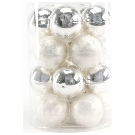 TrendLine Weihnachtskugeln Mini aus Glas Ø 35 mm weiß 16 Stück Christbaumschmuck