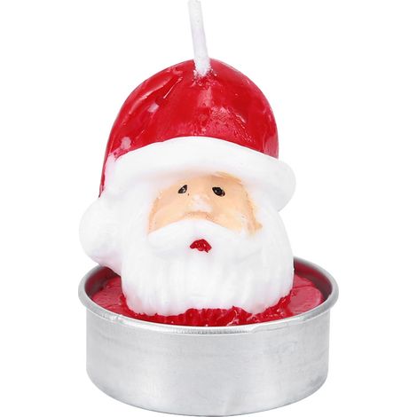 2 bougies décoratives en forme de tête de Père Noël, bougies chauffe-plat, ornements pour table, fête ou Noël (1/5)