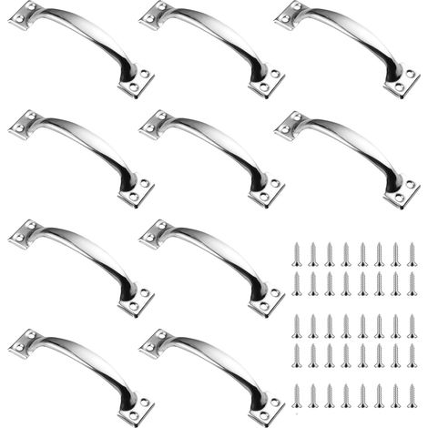 Lot de 10 poignées de porte de garage/portail en acier inoxydable, idéales pour les clôtures en bois, les garages et les cours extérieures (1/5)