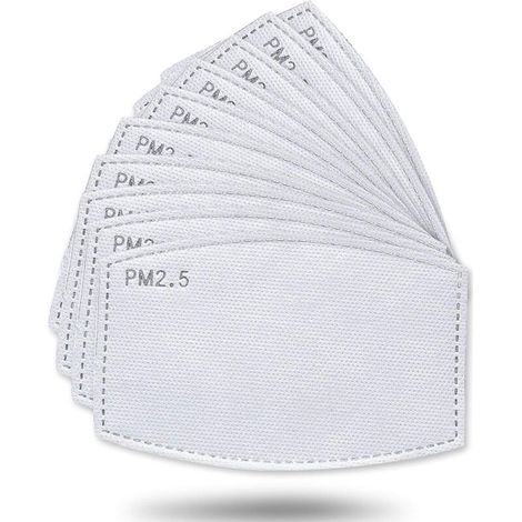 Lot de 50 filtres à charbon actif, tissu non tissé avec 5 couches de protection remplaçables P-M 2,5 pour femmes, hommes et enfants (1/5)