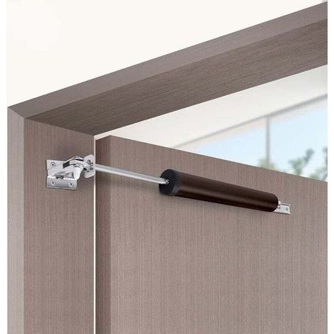 Mécanisme de porte à fermeture douce automatique, butée de positionnement à 90 degrés et réglage de l'amortisseur, accessoire de mobilier (marron, 1 pièce). (1/4)