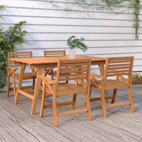Ensemble repas de jardin 5 pièces en bois d’acacia massif huilé – table et 4 chaises - PANGIVO (1/5)