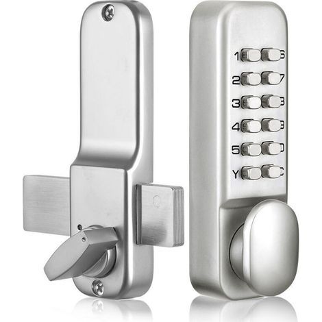 Verrou de porte à code numérique - Chromé - Étanche - Bouton de verrouillage à combinaison - ave clé - Silver (1/4)