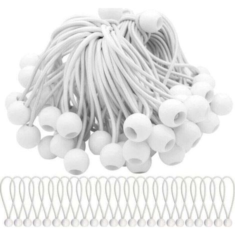 Lot de 50 Tendeur Elastique Cordons Élastiques avec Boules Sandow Elastique Boules Elastiques pour chapiteaux, tentes, bannières et bâches (1/4)