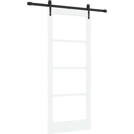 vidaXL Schiebetür ORKDAL Weiß 83 x 202 cm Massivholz Kiefer und Glas (1/3)