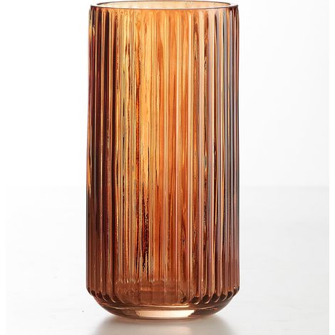 Ekirlin Blumenvase 19cm Bernsteinfarbene, dickwandige, mundgeblasene verre vase Runde Vintage - bouteilles avec StreiRP (1/5)