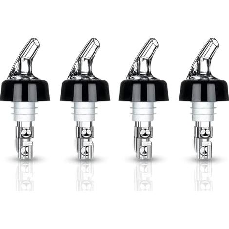 Dosier Lot de 4 becs verseurs pour bouteilles universels Convient par exemple pour le vin, les eau-de-vie, les cocktails et l'huile (mélange (2 cl) (1/4)