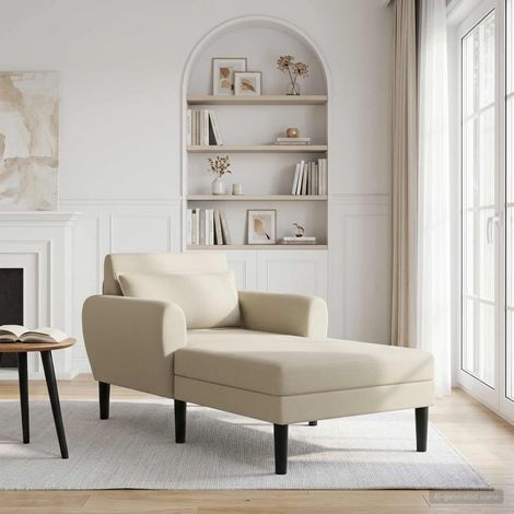 vidaXL Chaise longue Sable Velours granuleux (1/5)
