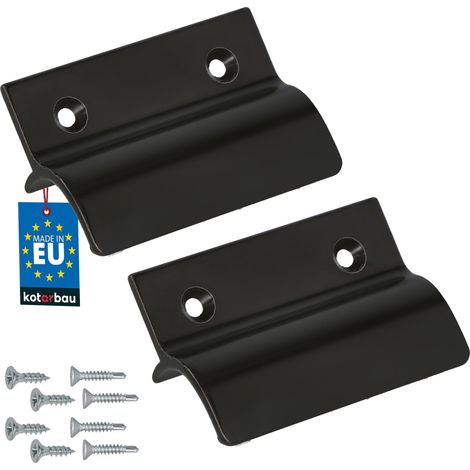 KOTARBAU® Lot de 2 Poignée Extérieure Porte Fenetre 65 x 45 mm - Aluminium - Poignee de Baie Vitree Coulissante - Poignée de Porte de Terrasse avec Entretoise - Marron (1/4)