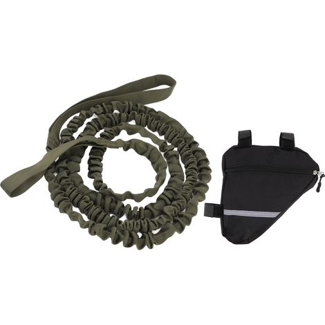 Corde de remorquage vélo extensible en nylon, longueur 2,7 m, portable pour course à pied et marche, design vert durable. (1/5)