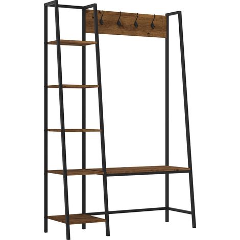 Ealing Large Hallway Unit - Black Metal/Rustic Wood - L40 x W111 x H171 cm - Vintage Pine (1/2)