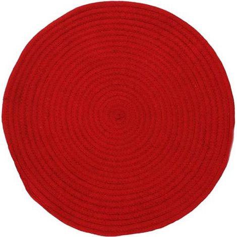 TAM TAM - Tapis en coton réversible effet cordage rouge diam.70 (1/5)