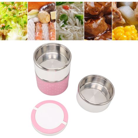 Boîte à lunch isotherme en acier inoxydable, boîte hermétique pour aliments, boîte à lunch portable, seau à lunch, boîte bento, cadeau, rose (1/5)