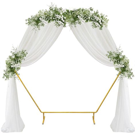Gold Metal Wedding Arch - Unique Design Hexagonal Balloon Arch Kit 2 m, Balloon Stand for Flower Background Decoration, Wedding, Birthday, Garden (1/5)