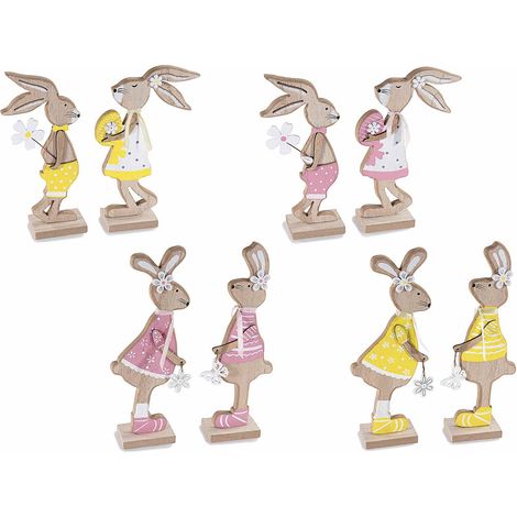 Portafoto / messaggi di Pasqua con clip a forma di coniglietti pasquali in legno, set da 8 pezzi, Grande: cm 8,5x4,5x22,5 H