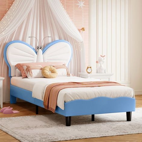 Lit Enfant Papillon - Weiches Samt - Höhenverstellbar - Integrierte LED - 90x205cm