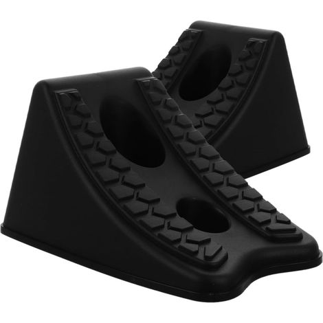 2 Pièces Cales de Roue en Plastique Noir pour Voitures et Véhicules Tout Usage, Bloc de Calage Robuste Empêchant Le Glissement des Roues pour Stationnement et Maintenance (1/5)