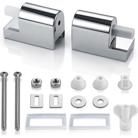 Fixation pour abattant de WC - Système d'abaissement automatique - Support universel - Fixation pour abattant WC - Charnières en métal - Pour sièges de WC fixes (1/5)