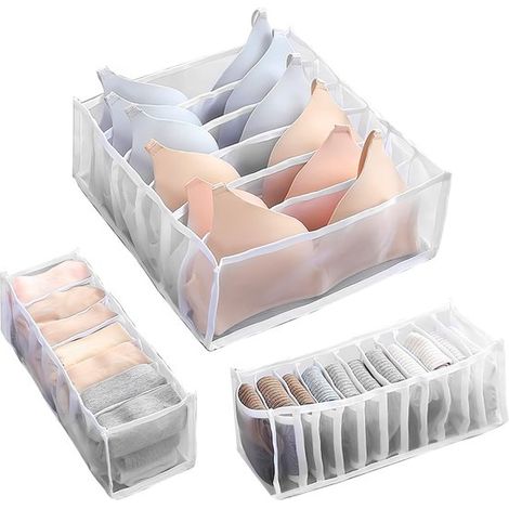 Scatola portaoggetti per calze/biancheria intima, organizer pieghevole per cassetti dell'armadio per biancheria intima/calze/cravatte/vestiti per bambini - Bianco (1/5)