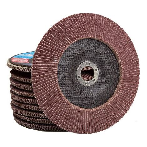 Lot de 10 disques à lamelles Ø 125 mm Grain Marron Disque abrasif pour meuleuse d'angle (1/5)