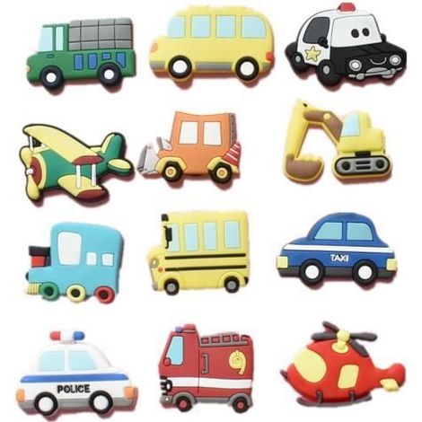 Aimant de réfrigérateur,Lot de 12 aimants en silicone 3D pour voiture, hélicoptère, frigo, tableau blanc, cuisine, jouets (1/4)