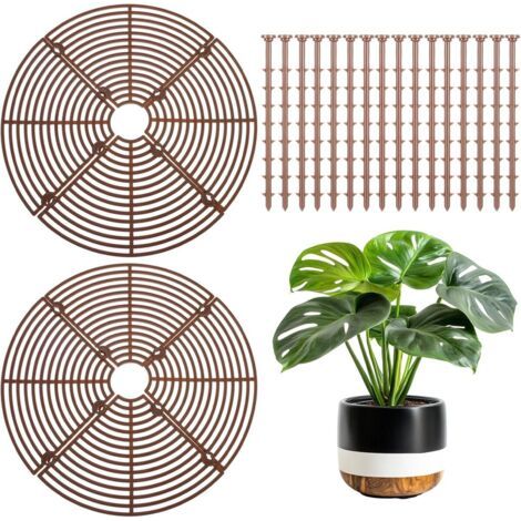 Protection pour plantes en pot - 30 cm - Grille pour pots de fleurs - Kit de protection pour plantations - Protection de fond pour grille de plantes en pot - avec 16 supports - Protection pour plantes (1/5)