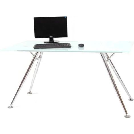 Weißer Schreibtisch mit Tischplatte aus gehärtetem Glas, 150 x 80 x 76 cm