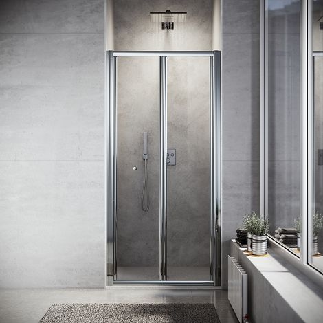 SONNI Porte de douche reglable en largeur Verre trempé Cabine de douche Porte pliante Largeur 100cm Hauteur 185cm