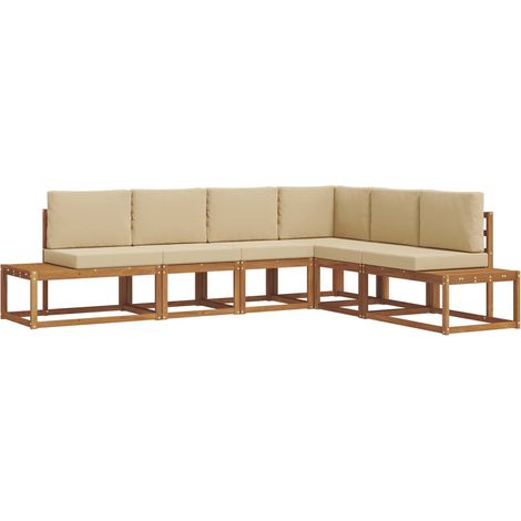 Outdoor Sofa Set with Cushion 6 Piece Natural and Beige vidaXL
