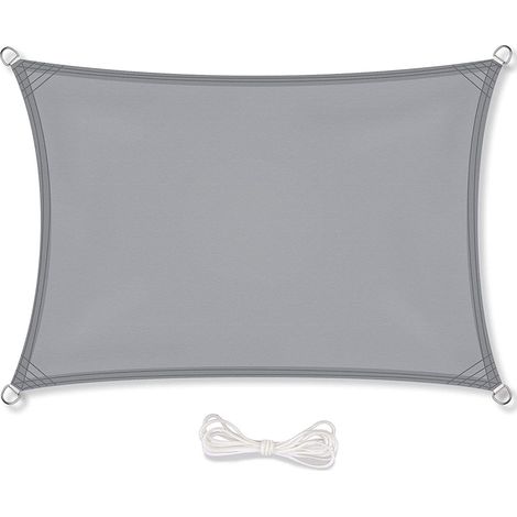 Voile d'ombrage 3x4m Gris Imperméable Anti-UV pour Jardin Piscine Terrasse avec Anneaux Métalliques Pliable (1/4)