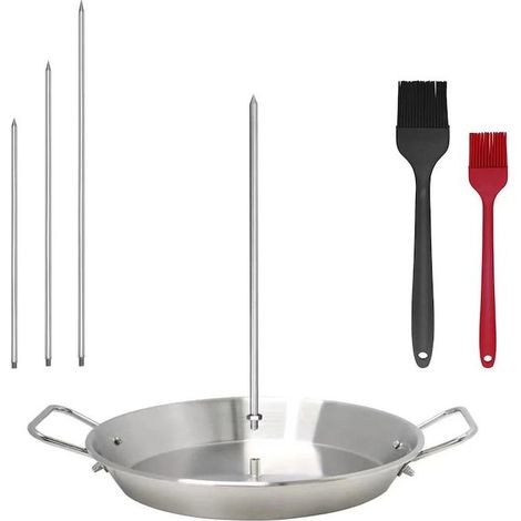 Gril vertical en acier inoxydable de 26,7 cm (10,5 po) avec brochettes amovibles et brosse — (1/5)