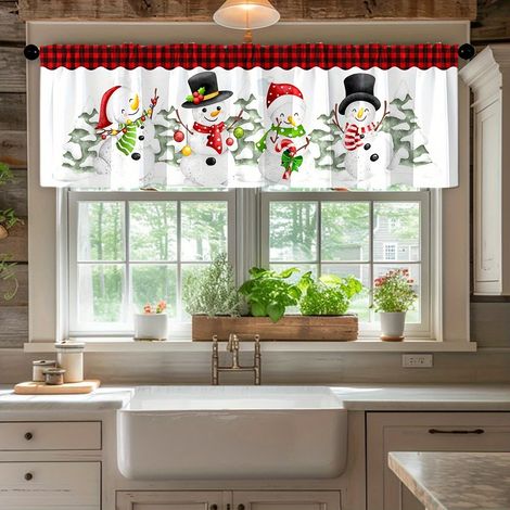 Rideaux de Noël 2026, tissu décoratif imprimé numérique pour chambre et salon, fond décoratif pour les fêtes - 45 x 180 cm - CL-11