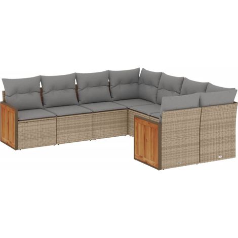 Maison Exclusive - Salon de jardin avec coussins 8 pcs beige résine tressée (1/5)