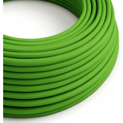 Creative-Cables Cavo elettrico rivestito in tessuto, 2 x 0,75 mm², 50 m, Verde Lime RM18, rotondo, effetto seta, made in Italy