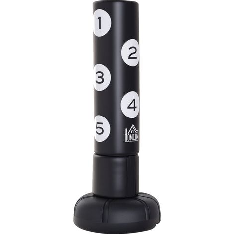 Sac de boxe sur pied freestanding avec base stable en plastique HDPE, 176 cm, pour entraînement boxe et kickboxing à la maison, noir  CHICFURN (1/5)