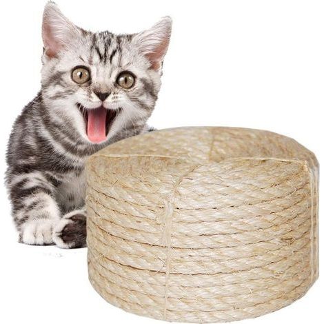 Corde de Sisal Naturel 8mm, Naturel Corde Remplacement pour Arbre à Chat Accessoire, Corde de Jardin, Art, Pieds de Bureau Corde contraignant (10M, 8MM) (1/5)