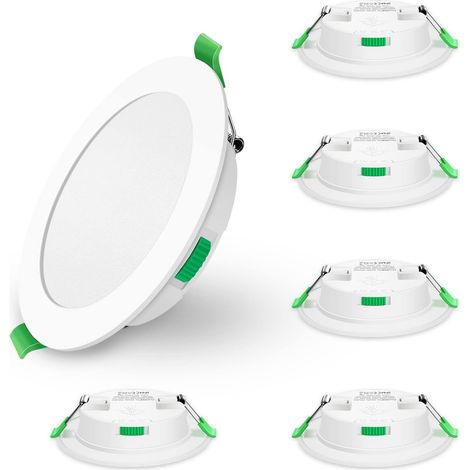 Spot LED Encastrable Extra Plat, 4W 310LM Dimmable IP44 Spot Etanche Salle de bain, Blanc Chaud 3000K Blanc Neutre 4000K Blanc Froid 6500K, Trou Φ55-68mm, AC220-240V, Lot de 6