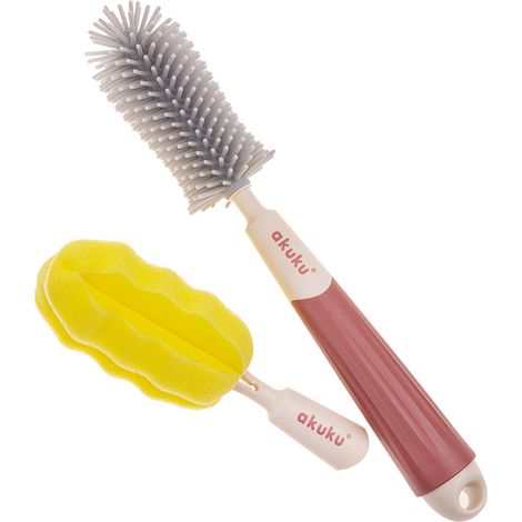 Set di spazzole in silicone con punta sostituibile per il lavaggio di bottiglie (1/4)