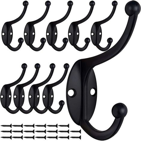 BDD 10 Pcs Rétro Crochet Patère Porte Manteau Mural Vintage Crochet de Porte Métal pour Salle de Bain Cuisine Chambre Entrée (Black) (1/5)