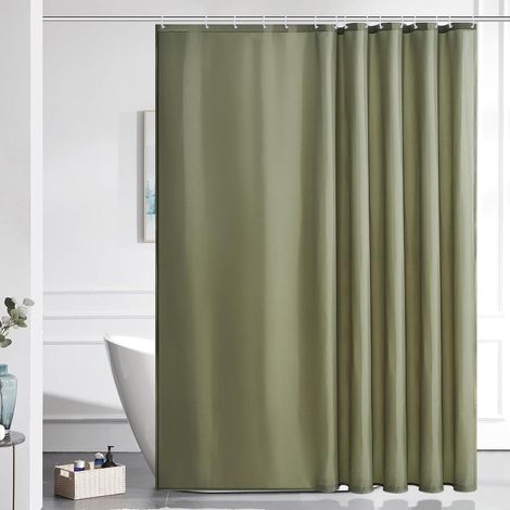 Rideau de douche textile anti-moisissure 200x200cm vert sauge, lavable (1/5)